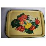 Set of 10 Vintage Floral Metal Serving Trays