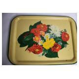 Set of 10 Vintage Floral Metal Serving Trays