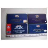 Set of 4 Commemorative Lucite Super Bowl Ticket Holders