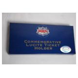 Set of 4 NFL Commemorative Super Bowl Lucite Ticket Holders