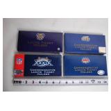 Set of 4 NFL Commemorative Super Bowl Lucite Ticket Holders