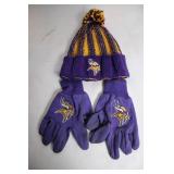 Purple and Gold Minnesota Vikings Beanie and Gloves Set
