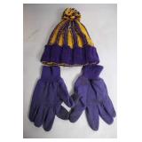 Purple and Gold Minnesota Vikings Beanie and Gloves Set