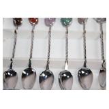 Set of 6 Vintage Silver-Plated Teaspoons with Gemstone Handles
