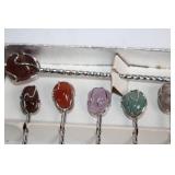 Set of 6 Vintage Silver-Plated Teaspoons with Gemstone Handles