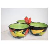 3-Section Ceramic Condiment Dish with Pepper Design