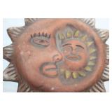 Antique Sun and Moon Ceramic Wall Plaque