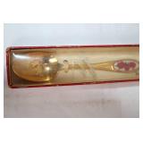 Vintage Collectors Spoon with Red Rose Design in Box