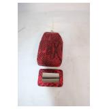 Red Snakeskin Pattern Clutch and Matching Compact Mirror