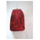 Red Snakeskin Pattern Clutch and Matching Compact Mirror