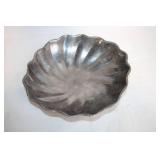 Vintage Silver Metal Fluted Serving Bowl