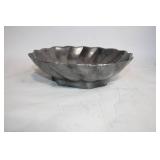 Vintage Silver Metal Fluted Serving Bowl