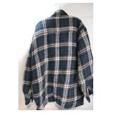 Blue Plaid Quilted Flannel Jacket - XL