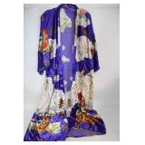 Silk Kimono Robe with Traditional Japanese Patterns