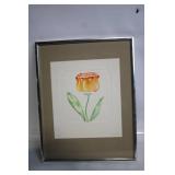 Framed Watercolor Tulip Artwork by Ferragati