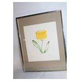 Framed Limited Edition Yellow Tulip Watercolor Print by Ferraguti
