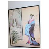Framed Japanese Geisha Artwork by T. Richard