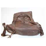 Brown Leather Backpack with Multiple Pockets