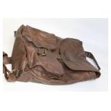 Brown Leather Backpack with Multiple Pockets