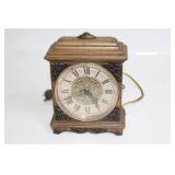 Vintage Wooden Electric Mantel Clock with Brass Accents