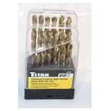 Titan 22-Piece Titanium Coated High-Speed Steel Drill Bit Set