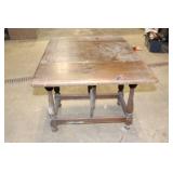 Antique Wooden Expandable Drop Leaf Table with Drawer