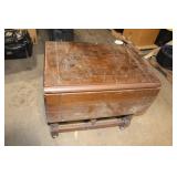 Antique Wooden Expandable Drop Leaf Table with Drawer