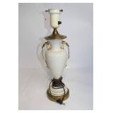 Vintage White Ceramic Table Lamp with Gold Accents