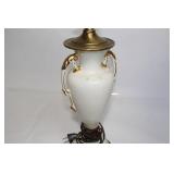 Vintage White Ceramic Table Lamp with Gold Accents
