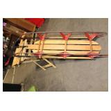 Vintage Wooden Flexible Flyer Sled with Red Metal Runners