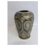 Vintage 11-inch Ceramic Vase with Ornate Design