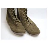 Pair of Olive Suede Over-the-Knee Lace-Up Boots - Size 7.5