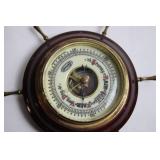 Vintage Nautical Barometer with Ship Wheel Design