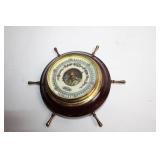 Vintage Nautical Barometer with Ship Wheel Design