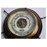 Vintage Nautical Barometer with Ship Wheel Design