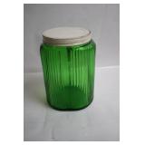 Vintage Green Glass Coffee Canister with Lid