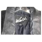 Wilit Black Leather Long Coat with Detailed Accents