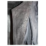 Wilit Black Leather Long Coat with Detailed Accents