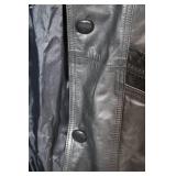 Wilit Black Leather Long Coat with Detailed Accents