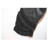 Wilit Black Leather Long Coat with Detailed Accents