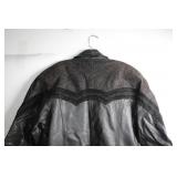 Wilit Black Leather Long Coat with Detailed Accents