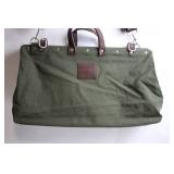 Line of Trade Green Canvas Weekender Bag with Leather Handles