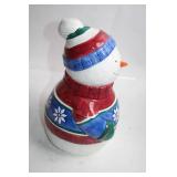 Ceramic Snowman Cookie Jar with Winter Sweater Design