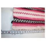 Vintage Mexican Handwoven Blanket with Fringe - Pink and Black