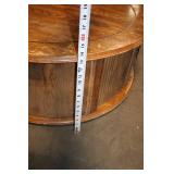 Round Wooden Coffee Table with Sliding Doors