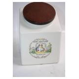 Vintage Ceramic Cookie Jar with Wooden Lid - 