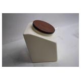 Vintage Ceramic Cookie Jar with Wooden Lid - 