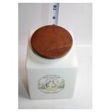 Vintage Ceramic Cookie Jar with Wooden Lid - 