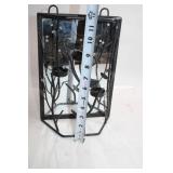 Decorative Wall Sconce Candle Holder with Mirror and Leaf Design