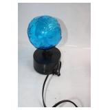 Blue Glass Orb Table Lamp with Black Base